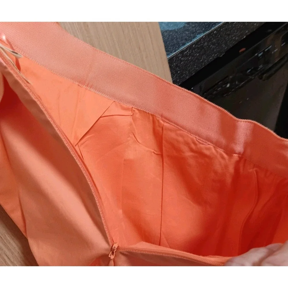 J CREW Pleated Sz 0 Short Pleated Skirt Women‎  Orange  Lined Cotton Stretch NEW